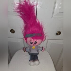 Pink Troll Doll with Gray Outfit